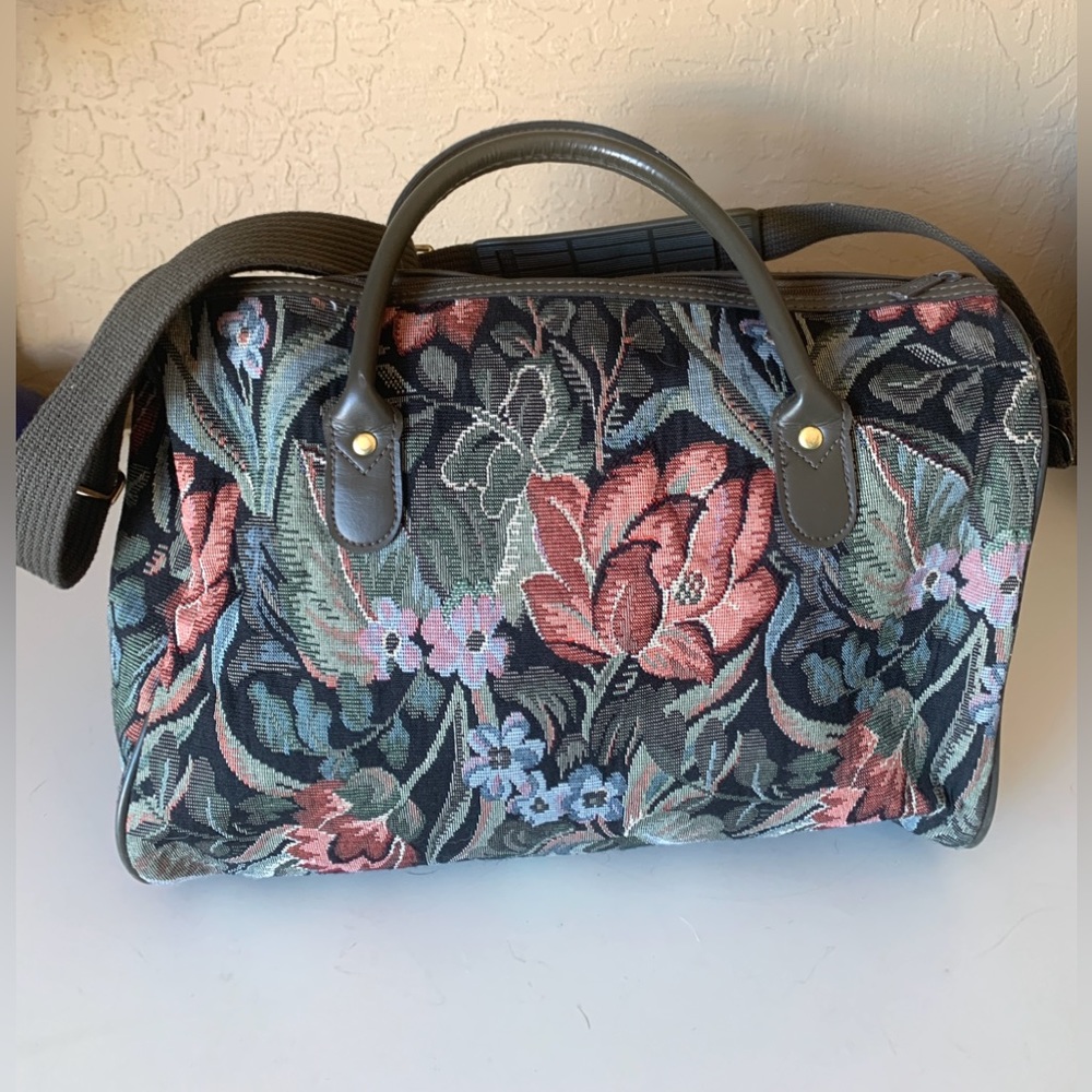 Vintage Jordache Floral Tapestry Weekender Bag